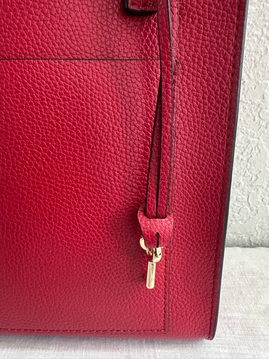 Marc Jacobs Mini Grind Tote Red Pebbled Leather Crossbody Bag Small Open Top - Picture 5 of 11